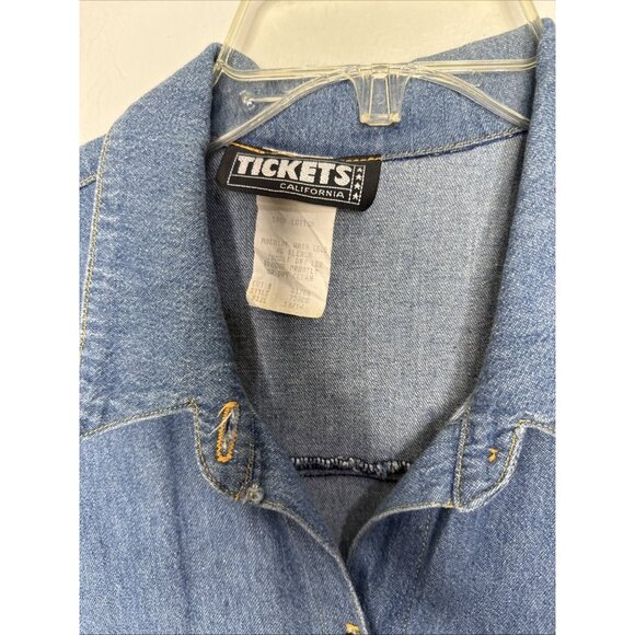 Vintage Denim Dress L 13/14 Western Midi Blue Jean Button Front Belt Cowgirl USA - Picture 6 of 8